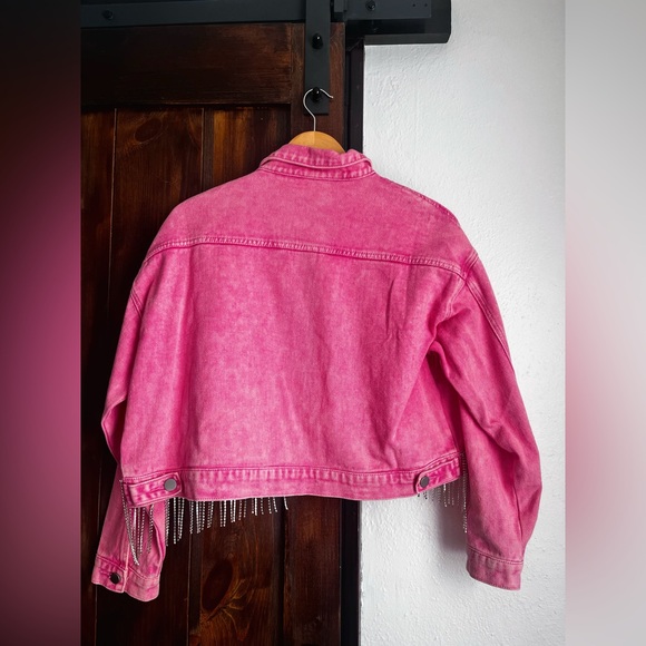 Savanna Jane Pink Cropped Denim Jacket With Rhinestone Detailing 🩷 - Picture 2 of 5